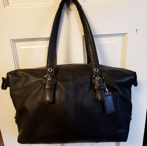 Coach black leather convertible satchel purse